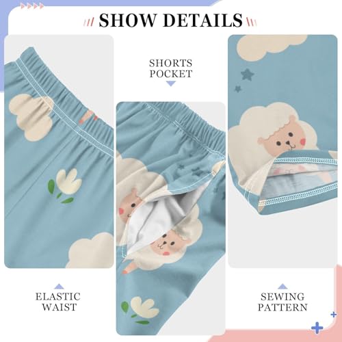 Cloud and Sheep Boys Pants Boys Athletic Pants Long Pant for Boywith Pockets Wide-Leg Size 6-14Y4