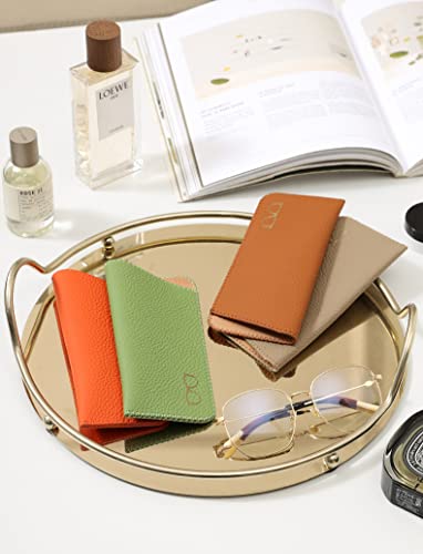 Image of K Luxury Women's Eyeglass Case Leather Soft Holder Pocket Cases Slim Travel Pouch for Sunglasses Eyeglasses Readers