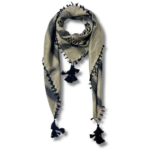 Mustard & Black Traditional Keffiyeh – Handcrafted Palestinian Scarf with Heritage Style