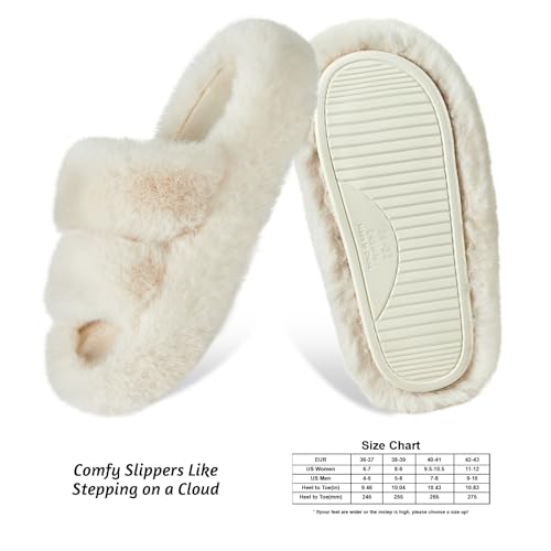 Image of Women's Memory Foam Fluffy Plush Slippers - Cozy Furry Comfy Shoes
