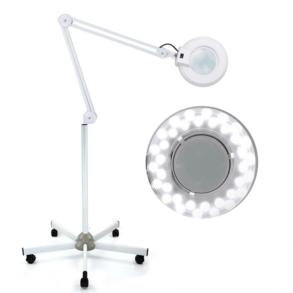 Lampa powiększająca, 2 w 1, lampa z lupą, 5X i 8X, 24 W, lupa kosmetyczna, ze statywem, do naprawy, ciasnej pracy, rzemiosła, czytania, szycia (8X)