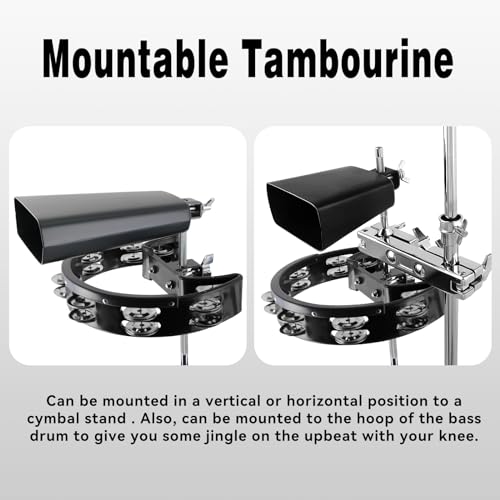 EASTROCK Cowbell Mount con Multi-Clamp y Tamborín miniatura 7