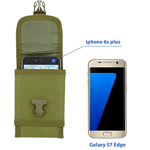 Premium Outdoor MOLLE Tactical Military Pouch Army Black Waist Holster Mobile Phone Belt Clip Pouch for iPhone 11 XR Xs 6 6s 7 Plus 8 Plus, Galaxy Note 10 (Fits Will a Slim Hard Case Bumper Cover On) - Thumbnail 7