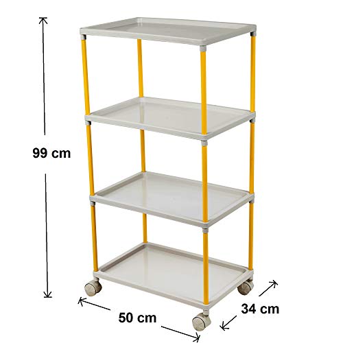 Image of Little One's Multipurpose 4 Plastic Shelf Storage Rack /Shoe Rack with Wheels, ISI Certifed, (Unbreakable Material), Tray 4
