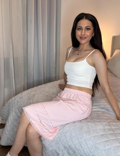 Image of Avidlove Half Slips for Women Underskirt Dress Extender Lace Trim Knee Length Short Skirt