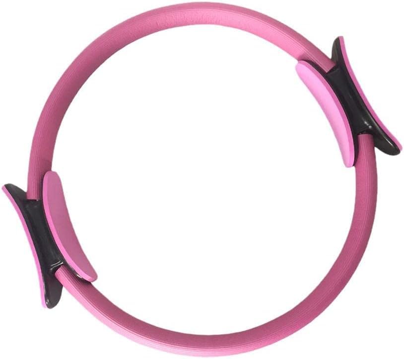 Anello Pilates, Fitness Magic Circle per l'allenamento fitness, Pilates Ring Cerchio per esercizi con doppio manico, per l'esercizio di fitness al coperto Yoga per l'allenamento dimagrante (Rosa)