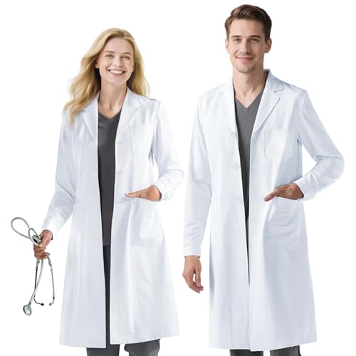 BSBUY Lab Coat Women Men White Cotton Polyester Medical Coat Science Doctors Scientist Coat, Unisex Adult Lab Coat Chemistry Laboratory Food Coat Workwear Uniform Fancy Dress Costume with Pocket(M) BSBUY Lab Coat Women Men White Cotton Polyester Medical Coat Science Doctors Scientist Coat, Unisex Adult Lab Coat Chemistry Laboratory Food Coat Workwear Uniform Fancy Dress Costume with Pocket(M)