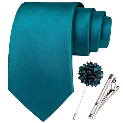 Image of Hi-Tie Men's Extra Long Solid Satin Tie Set 63 Inch /70 Inch Formal Necktie
