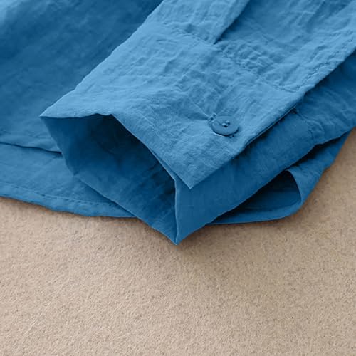 Women's Cotton Linen Sun Protection Shirts Hoodie Long Sleeve Button Down Cardigan Lightweight Summer Cover Up Tops2