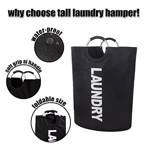 Twira 160L Xx-Large Laundry Baskets, Laundry Hamper Stands Up Well, Laundry Bag With Padded Handles, Waterproof Laundry Basket Collapsible, Clothes Hamper For Bathroom, Laundry, College (Black) #TOP3