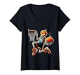 Photo Gallery donna zucca basket halloween skeleton dunk maglietta con collo a v Photo Gallery donna zucca basket halloween skeleton dunk maglietta con collo a v
