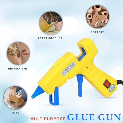 Image of GLUN Glue Gun 30 Watt with 7mm 5 Pieces Glue Sticks 6 inch Transparent, ON /Off Switch Button, LED Indicator, Transparent Glue Sticks for Craft Specialist and DIY Works