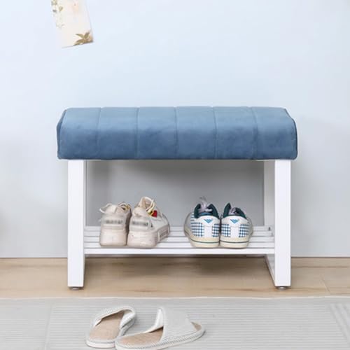 Banc à chaussures bleu compact pour optimiser le rangement