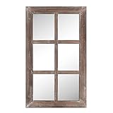 Barnyard Designs 24' x 40' Decorative Windowpane Mirror, Rustic Farmhouse Distressed Wood, Vertical...