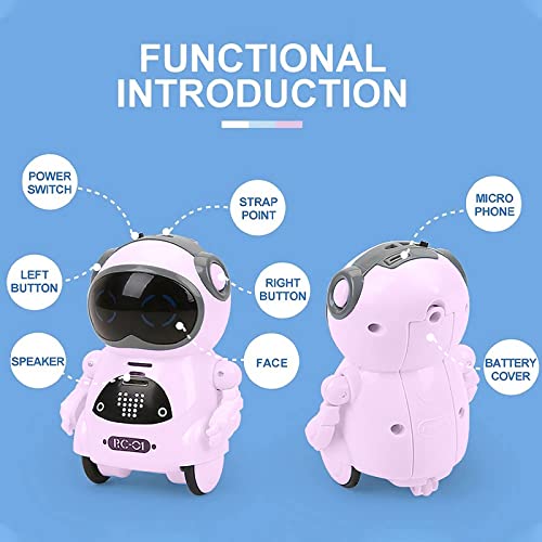 Kids Robot Toy Pocket Rc Robot Toys For Kids Remote Control Robot Smart Robot For Kids Talking Interactive Dialogue Voice Record Singing Dancing Telling Story Mini Robots Kid Desktop Gift (Pink) #TOP5