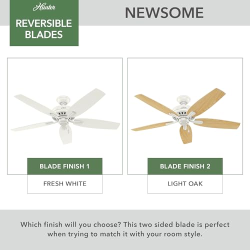 Image of Hunter Newsome, Indoor, Ceiling Fan, No Light, Quiet, 52 inch, Fresh White