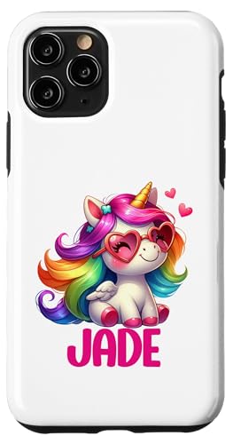 翡翠ユニコーン 名前入りデザイン スマホケース iPhone 11 Pro 用