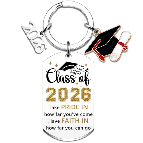 2026 Graduation Gifts for for Her Him Graduation Keychain Class of 2026 Gifts for Women Men Graduate Grad Gift for High School Middle Master Students Senior Night Graduate Gift for University Girls