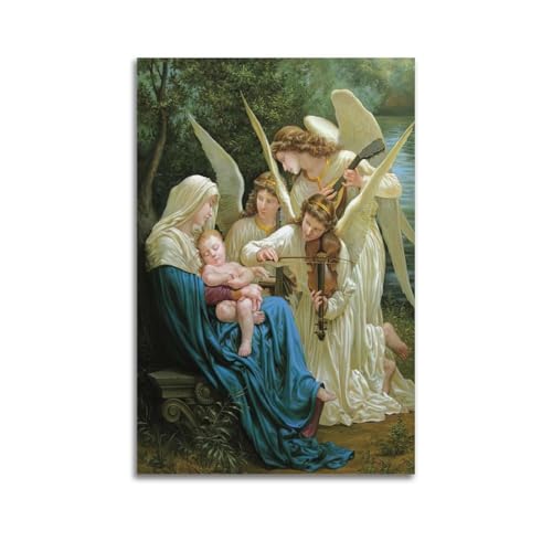 WPHSFX Póster de El Señor Jesucristo El ángel tocando el violín, póster decorativo de lienzo para pared e impresión artística moderna para decoración de dormitorio familiar, pósteres de 20 x 30