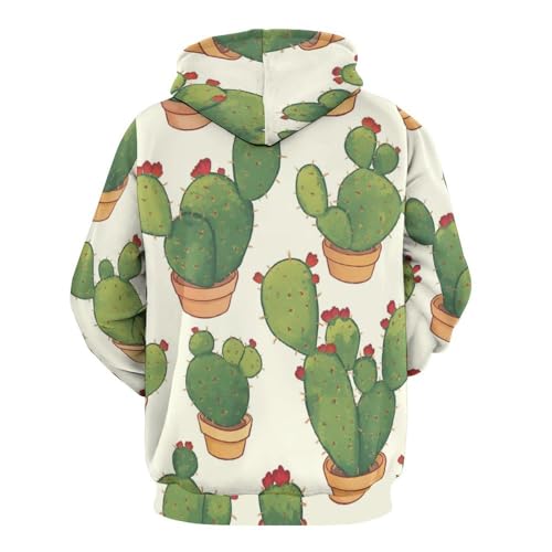 Sweatshirt cactus vert style dessin animé pullover à manches longues taille S mixte