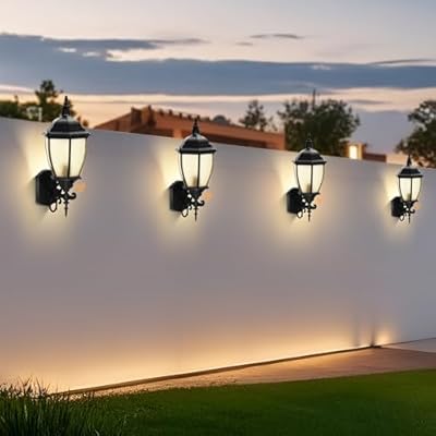 Porch Lights Outdoor, Dusk to Dawn Outdoor Lighting, Exterior Lighting Fixtures, Wall Sconces Set of Two, Wall Mounted Light with Glass Shade, Outside Lights for House Front Door Entryway 4 Pack