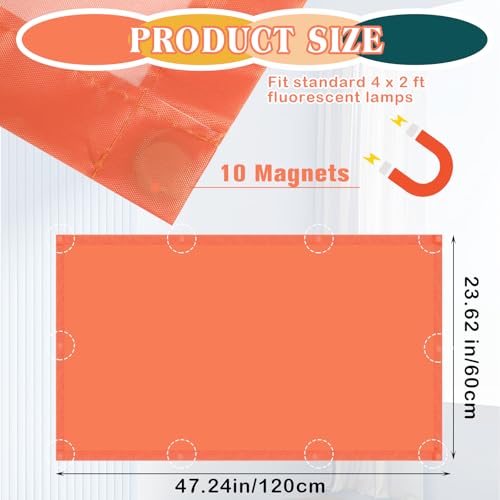 Image of VIHOSE 6 Pcs Fluorescent Light Covers for Ceiling Lights Classroom Magnetic Light Covers Classroom Filters Office School Drop Ceiling, 4 x 2 ft (Orange Green)