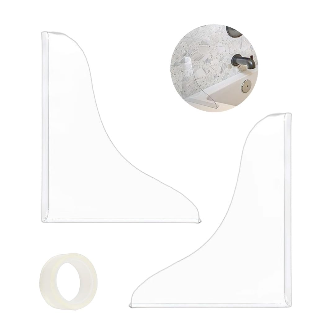 Shower Splash Guard Kit - 2 Pack, Shower Dam, Bathtub Corner Splash Guard, Shower Guard, Splash Guard for Bathtub and Shower?Corner Guards to Keep Water in Shower or Bath(8.6 x 7.4 inches)
