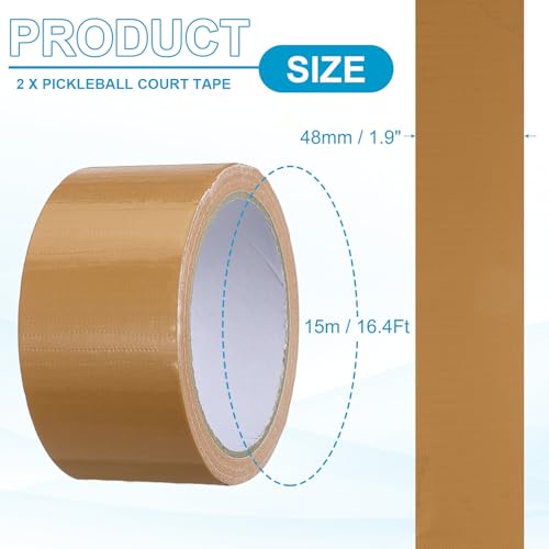 Image of PATIKIL Pickleball Court Tape 2 in x 16 Yard (49 Ft), 2 Pack Waterproof Outdoor Court Line Tape Floor Marking Tool Matte for Gym Driveway Backyard, Brown
