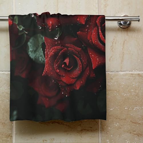 Serviette de bain rose rouge microfibre absorbante séchage rapide 72x35cm - 7