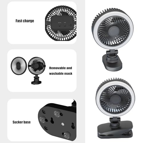 Ventilador con clip de 5 pulgadas y batería de 2000mAh para camping 7