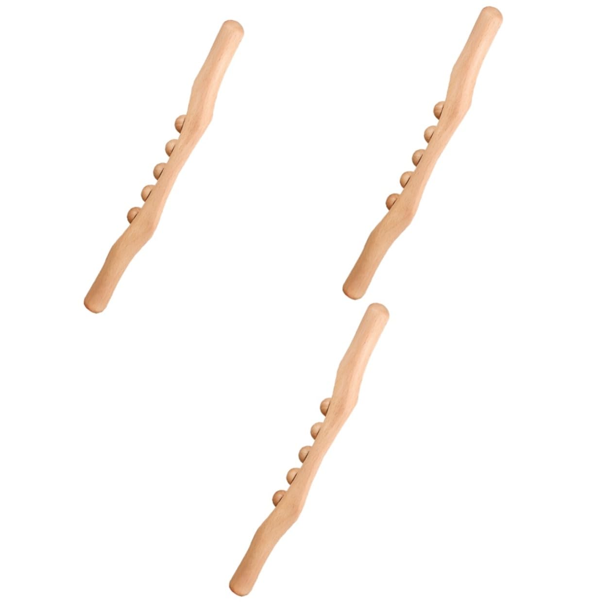 Healvian 3piezas Masajeador De Madera Natural Para Cuerpo y Pies Herramienta De Acupuntura Portátil Rodillo De Masaje De Beech Para Relajación y De Puntos Gatillo