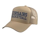 UMass Dartmouth Corsairs Basketball | NCAA | AW.UMS0001 Trucker Hat with Adjustable Mesh Back, Khaki