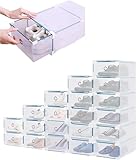[Spécifications et tailles] La conception empilable permet d'économiser de l'espace, boîte à chaussures transparente avec trous de ventilation pour garder les chaussures fraîches, taille unique : 28 × 18 × 10 cm
