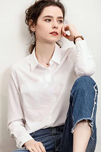 Women's Formal Work Wear White Simple Shirt (225 White, Xl) #TOP2