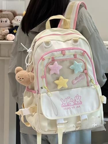 Kawaii Star Y2K Backpack for Girls Teen Women High School Student Daypack for Travel Casual Bookbag (Yellow)3
