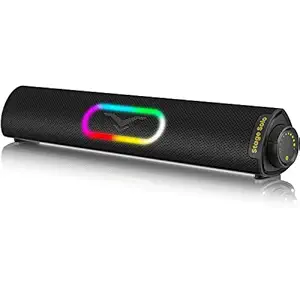 Speaker, Bluetooth 5.3, Hi-Fi Sound Computer Soundbar with 12 W Peak Power, USB Powered, Plug and Play, 3.5 mm AUX Port, RGB for PC, Desktop, Laptop
