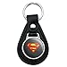 Superman Classic S Shield Logo Black Leather Keychain