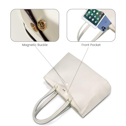 Image of LOVEVOOK Laptop Bag for Women 17.3 Inch Tote Bags Waterproof Leather Briefcase Computer Women Business Office Work Bag,Beige