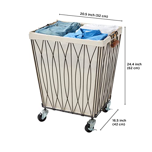 Artesa Verona Rolling Laundry Hamper Cart With Removable Canvas Bag, White And Black #TOP2