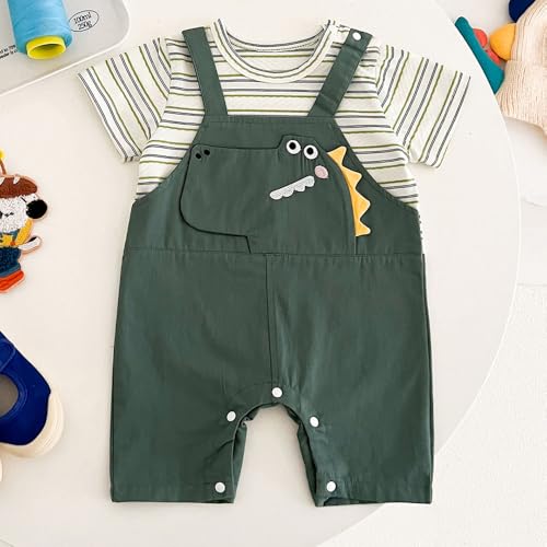 Image of Hopscotch Baby Boys Stripes Print Short Sleeves White Rompers