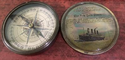 Brújula de bolsillo vintage con diseño náutico antiguo, acabado en latón portátil para navegación en senderismo, camping, viajes y colecciones miniatura 3