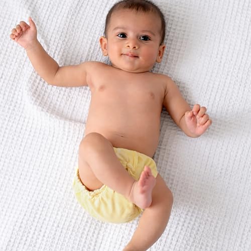 Image of Organic Bamboo Cotton Baby Nappies Pack of 3 | Soft, Breathable & Reusable Solid Cloth Diapers | Multicolor 0-3 Months