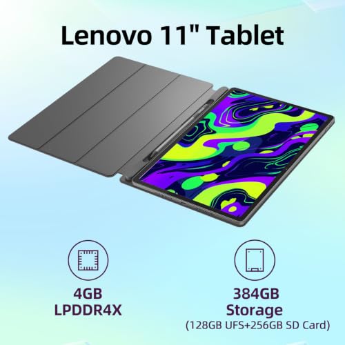 Image of Lenovo 11 inch 2.5K Tablet for Students, 90Hz IPS Touchscreen, MediaTek Dimensity, 4GB RAM, 384GB (UFS+SD) Storage, Android 15, Dolby Atmos Speakers, Up to 12Hr Battery, Included Stylus Pen & Folio Case