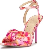 Jessica Simpson Women's Neveny Heeled Sandal, Pink/Orange Painterly Floral Satin, 9