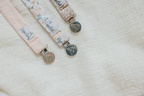 Image of Copper Pearl 3-Pack Pacifier Holders: Premium Knit Binky Clips for Baby Girls and Boys - Stylish Stainless Steel Design for Secure No-Drop Attachment - Autumn