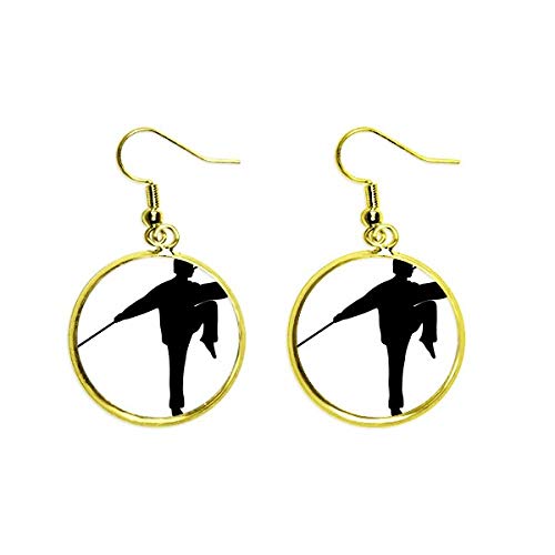 Pendientes de Kung Fu Shaolin estilo drop dorados para mujer