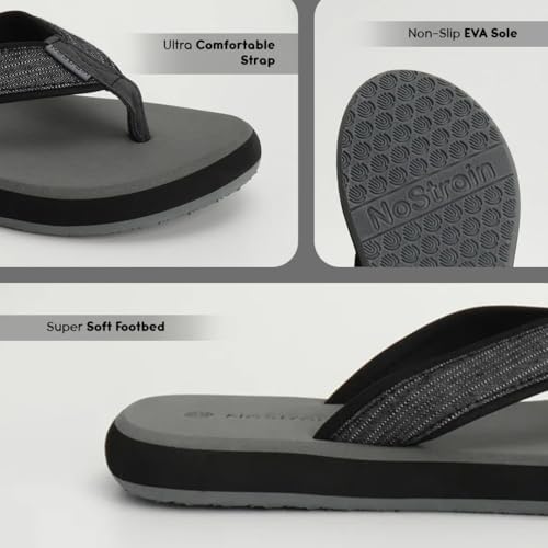 Image of NoStrain Men's Canvas Slippers, Flip Flops & Chappal - Angular Fit
