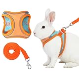 Bunny Harness And Leash Set, Adjustable Double Buckles Breathable Mesh Rabbit Vest with Reflective Strips, Escape Proof Small Pet Walking Training Gear for Rabbits, Kittens, Ferrets, Guinea Pigs (M) - Image 1