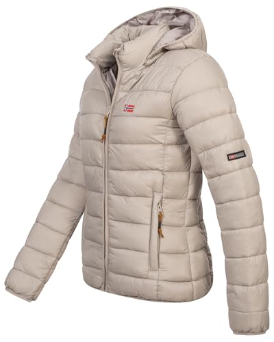 Geographical Norway Winter Jacke Steppjacke Parka Kapuzenjacke Outdoor Leicht und warm, Farbe:Beige, Größe:M (38)
