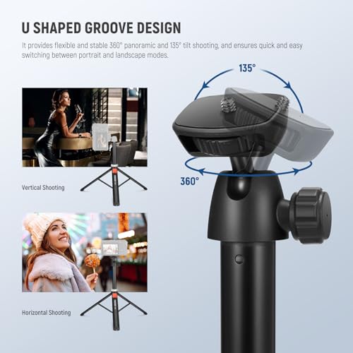 Image of NEEWER Phone Tripod for Camera with Cell Phone Holder & Remote, 62.9 inch All Metal Selfie Stick Travel Vlog Video Recording Portable Stand Compatible with iPhone Canon Sony Nikon, Cleaning Cloth, TS05